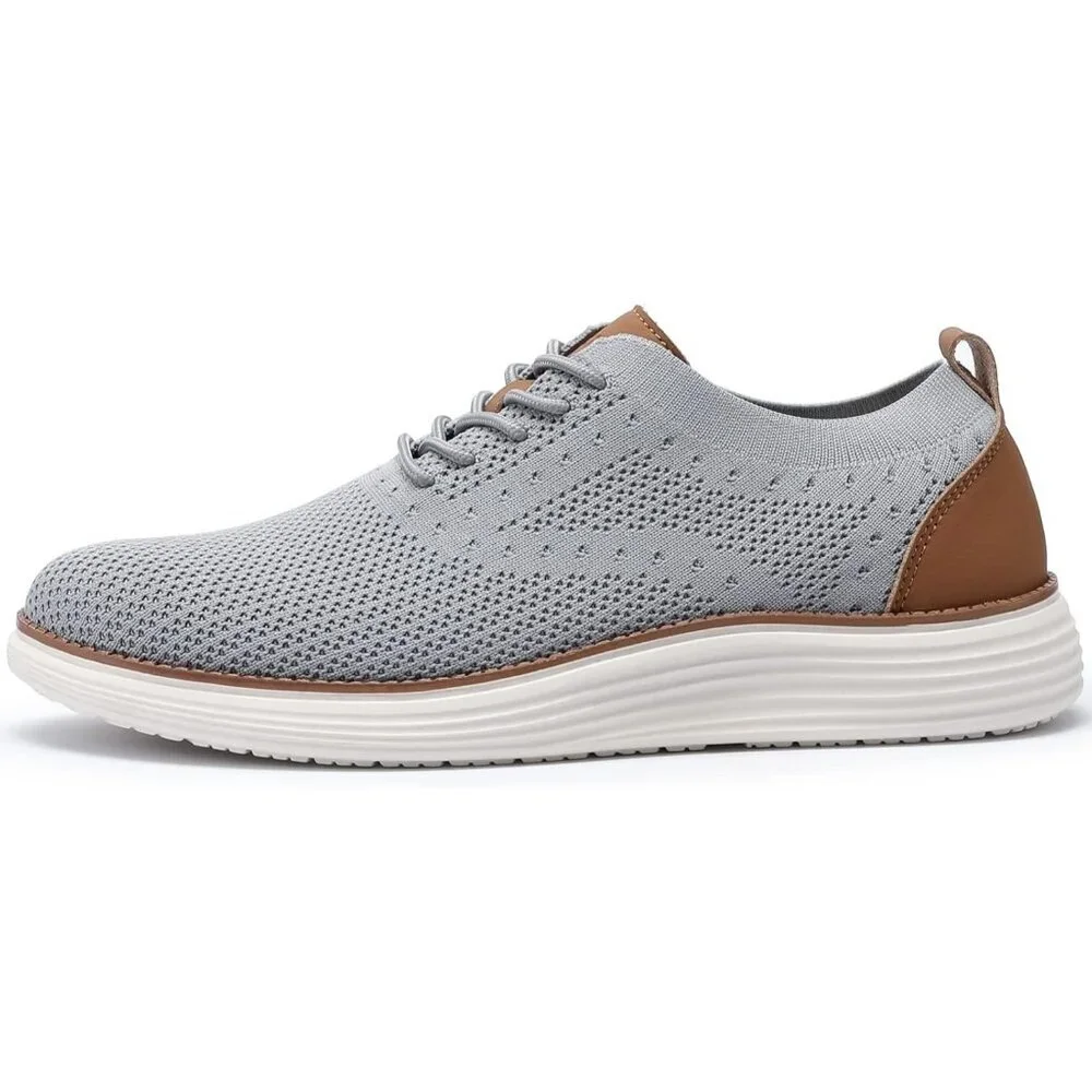 ⚡Men Light Grey Oxford Business Mesh Breathable Tennis Comfortable Walking Shoes